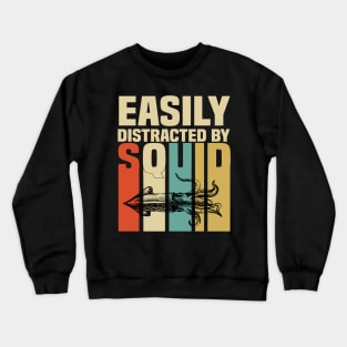 Squid Retro Funny & humor Squids Cute & Cool Art Design Lovers Crewneck Sweatshirt